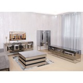 TV-meubel met elektrische sfeerhaard Oxford Antraciet / Zilver - 180 x 55 x 45 cm