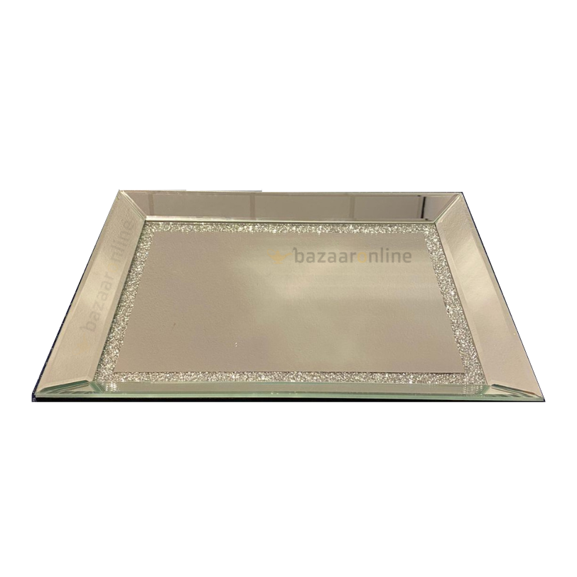 Dienblad Julia - Klein - 25 x 40 cm - Zilver / Spiegelglas
