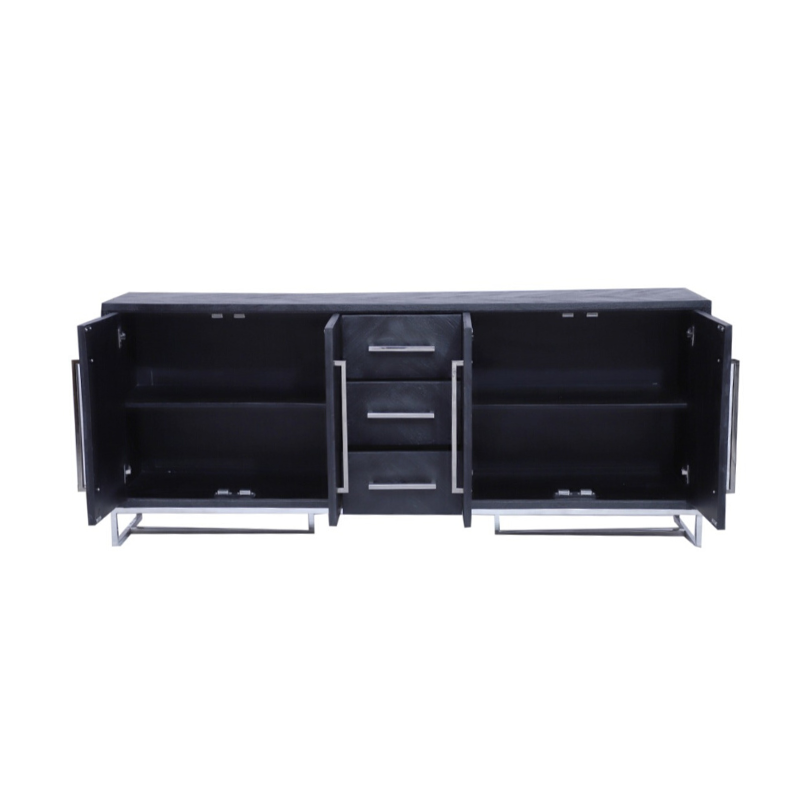 Dressoir Black Bonito - visgraat look - 200x40x85cm
