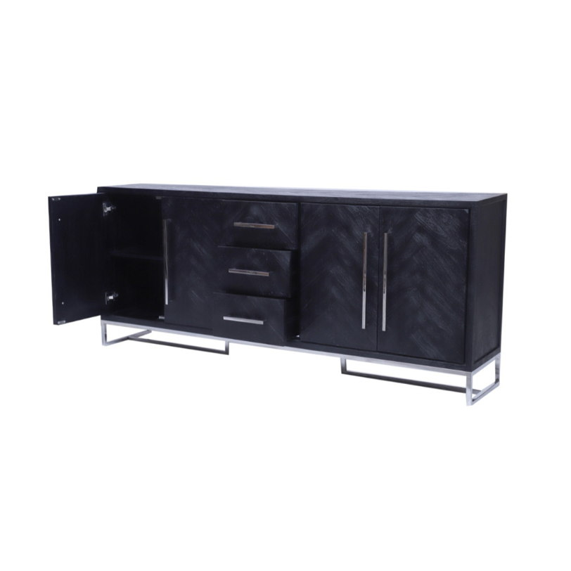 Dressoir Black Bonito - visgraat look - 200x40x85cm