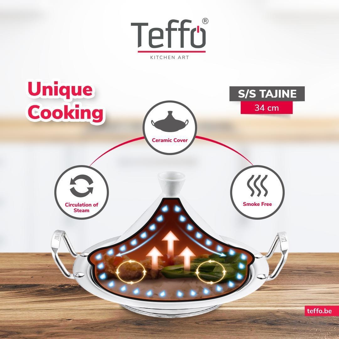 Tajine pan - Teffo - 34 cm - Wit Aardewerk
