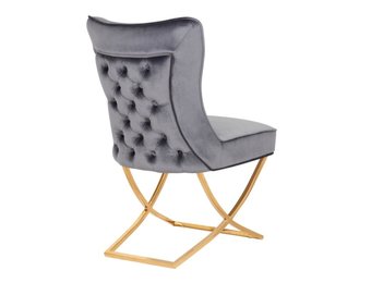 Stoel Luxor Grijs Velvet / Gold