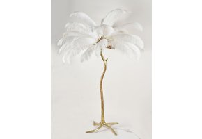 Vloerlamp Palmboom met veren - Gold / White
