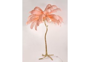 Vloerlamp Palmboom met veren - Gold / Roze