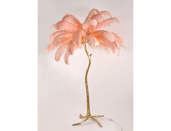 Vloerlamp Palmboom met veren - Gold / Roze