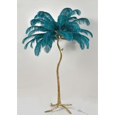 Vloerlamp Palmboom met veren - Gold / Blue