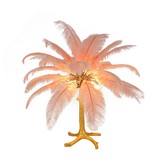 Tafellamp Palmboom met veren - Gold / Roze