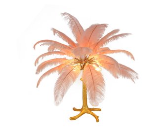 Tafellamp Palmboom met veren - Gold / Roze