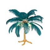 Tafellamp Palmboom met veren - Gold / Blue