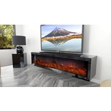 Tv-meubel Dubai Spiegelglas - Antraciet glas - incl. elektrische sfeerhaard