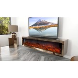 Tv-meubel Dubai Spiegelglas - Sepia glas - incl. elektrische sfeerhaard