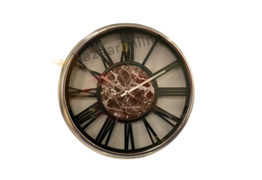 Klok Ferna - Zilver / Zwart - 40 CM - Zwart Marmer