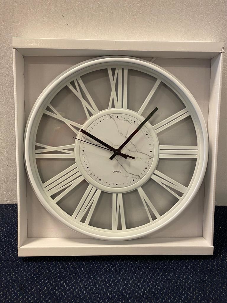 Klok Ferna - Wit / Wit - 40 CM - Wit Marmer