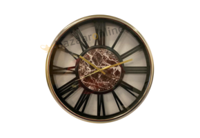 Klok Ferna - Zwart / Goud - 40 CM - Zwart Marmer