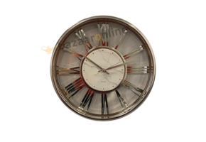 Klok Ferna - Zilver / Zilver - 40 CM - Wit Marmer