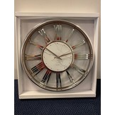 Klok Ferna - Zilver / Zilver - 40 CM - Wit Marmer