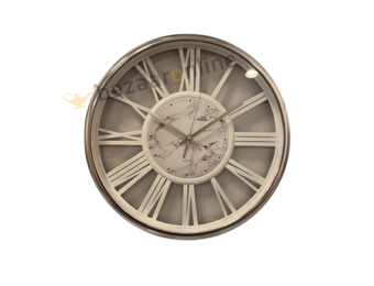 Klok Ferna - Zilver / Wit - 40 CM - Wit Marmer