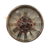 Klok Ferna - Zilver / Zilver - 40 CM - Zwart marmer