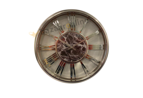 Klok Ferna - Zilver / Zilver - 40 CM - Zwart marmer