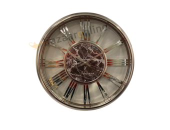 Klok Ferna - Zilver / Zilver - 40 CM - Zwart marmer