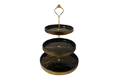 Etagère Zwart / Goud 3-laags -  Marmer design