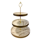 Etagère Wit / Goud 3-laags -  Marmer design