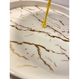 Etagère Wit / Goud 3-laags -  Marmer design