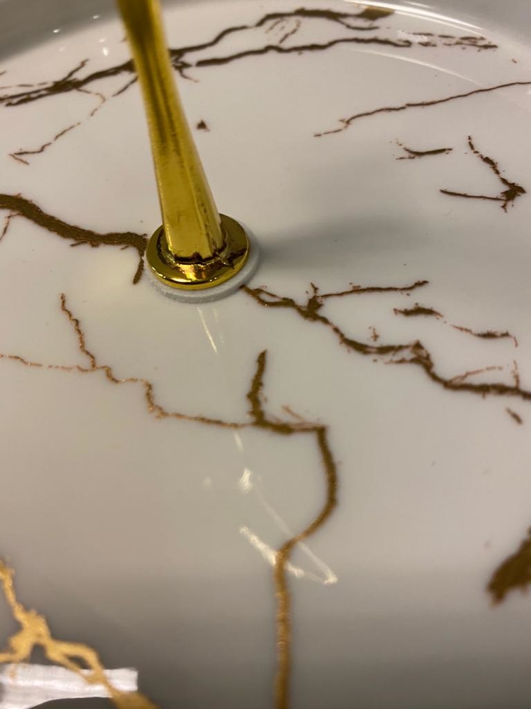 Etagère Wit / Goud 2-laags -  Marmer design