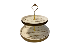 Etagère Wit / Goud 2-laags -  Marmer design