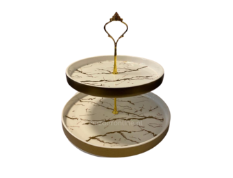 Etagère Wit / Goud 2-laags -  Marmer design