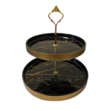 Etagère Zwart / Goud 2-laags -  Marmer design