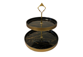 Etagère Zwart / Goud 2-laags - Marmer design