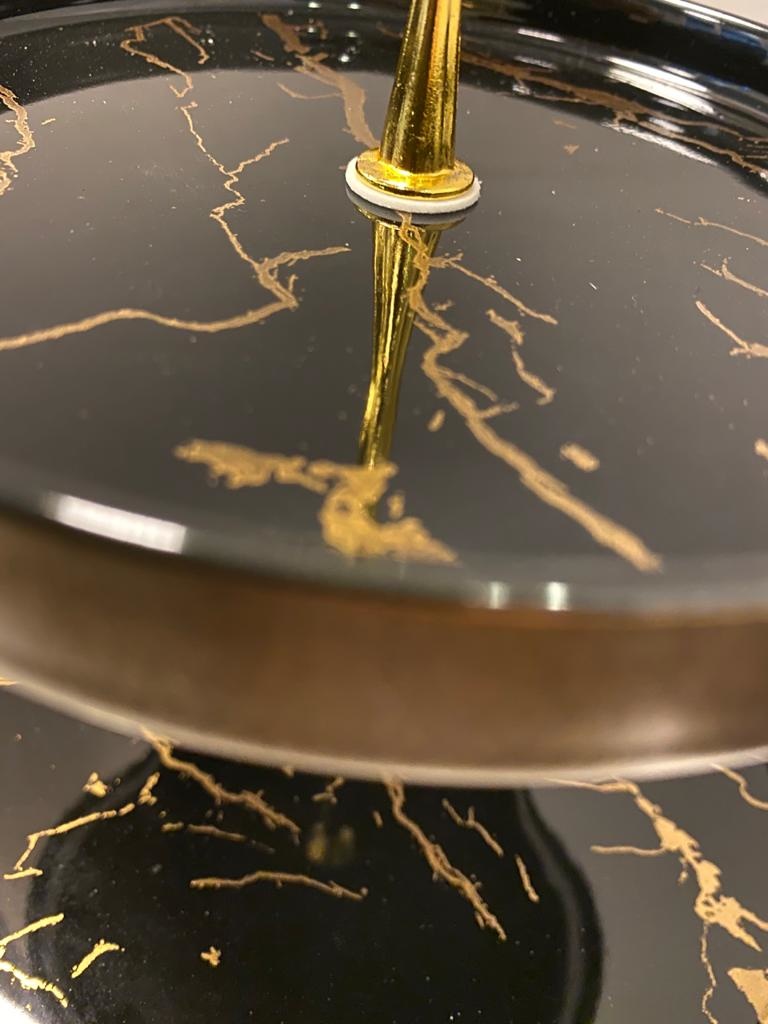 Etagère Zwart / Goud 2-laags -  Marmer design