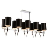 Hanglamp Hoorn met Zilver - Zwarte Kapjes - 10 lichts