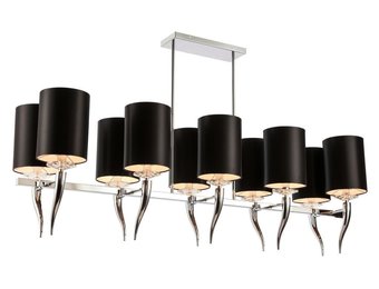 Hanglamp Hoorn met Zilver - Zwarte Kapjes - 10 lichts