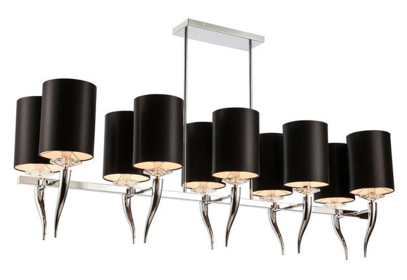 Hanglamp Hoorn met Zilver - Zwarte Kapjes - 10 lichts