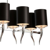 Hanglamp Hoorn met Zilver - Zwarte Kapjes - 10 lichts