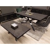 Eettafel U-poot Black Bonito - visgraat look - Zwarte U Poot
