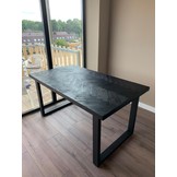 Eettafel U-poot Black Bonito - visgraat look - Zwarte U Poot