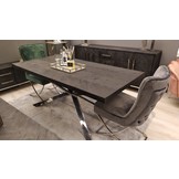 Eettafel U-poot Black Bonito - visgraat look - Gold