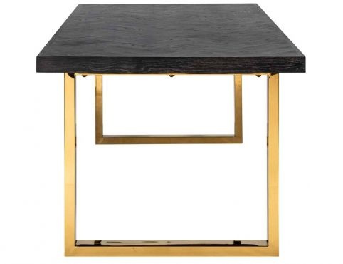 Eettafel U-poot Black Bonito - visgraat look - Gold