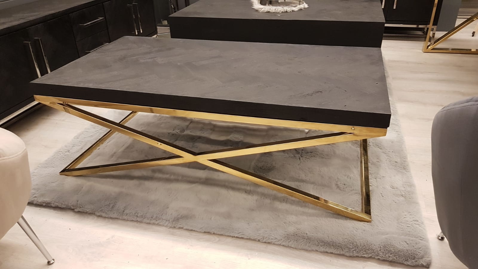 Salontafel Rixos Black Bonito - visgraat look - Gold