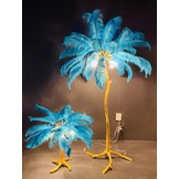 Tafellamp Palmboom met veren - Gold / Blue