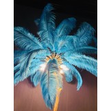 Tafellamp Palmboom met veren - Gold / Blue