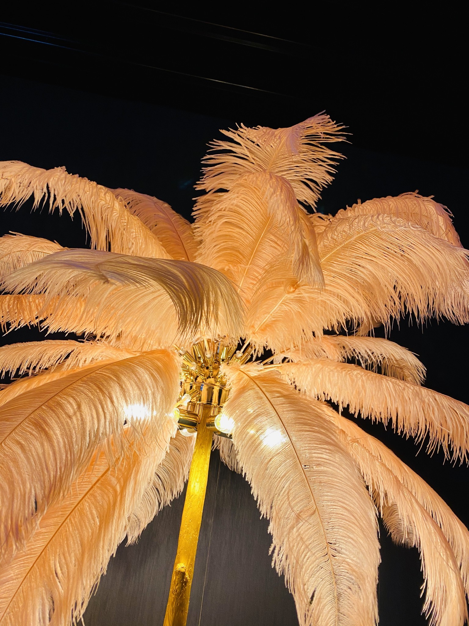 Tafellamp Palmboom met veren - Gold / Roze