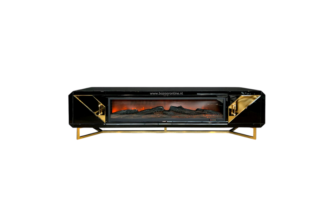 cascade opmerking Postbode TV-meubel met Sfeerhaard zwart met goud - Bekijk alle meubels - Bazaaronline