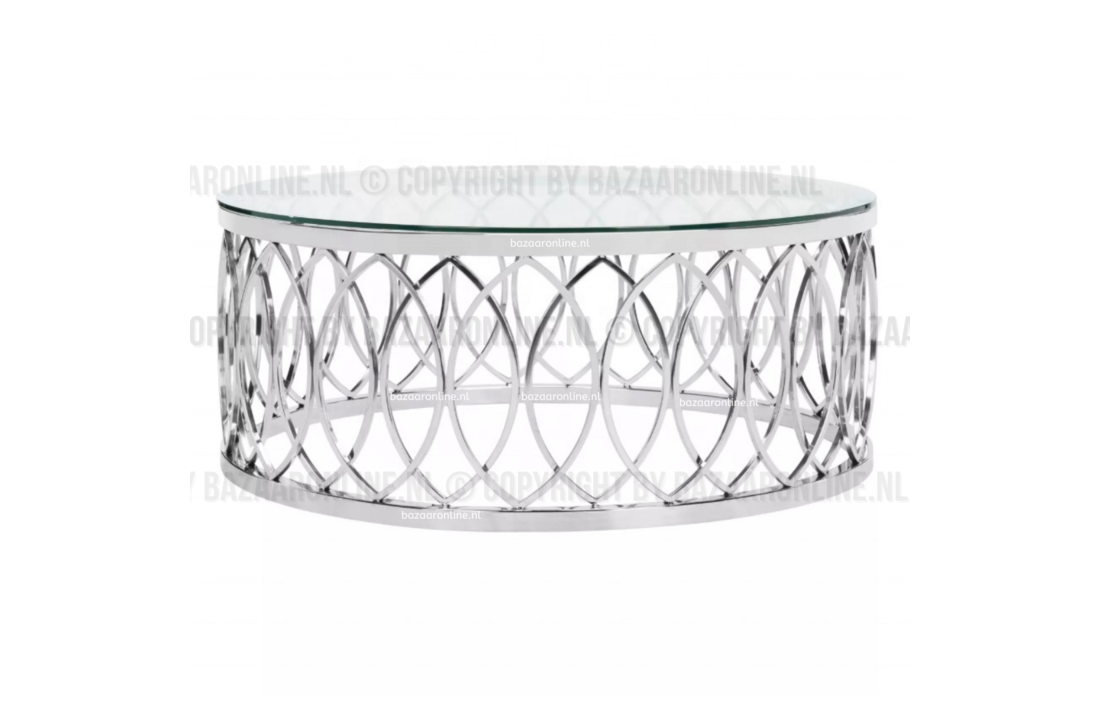 Salontafel Lowa Zilver - Transparant glas