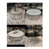 Salontafel Selina Zilver - MelkWit glas