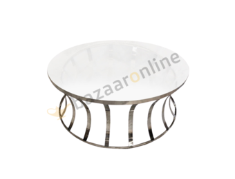 Salontafel Selina Zilver - MelkWit glas