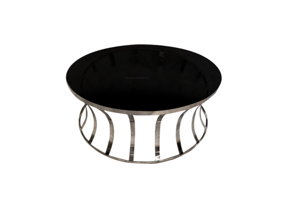 Salontafel Selina Zilver - Zwart glas